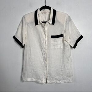 Peter Martin Vintage Irish Linen Short Sleeve Camp Shirt Women's 10